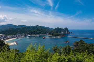 兵庫県 新温泉町の城山園地から眺める日本海と夏景色
