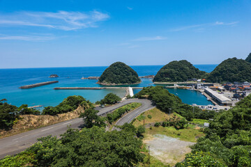 兵庫県 新温泉町 七坂八峠展望台から眺める日本海と夏景色