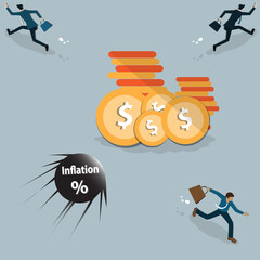 The inflation causes of money to depreciate - vector