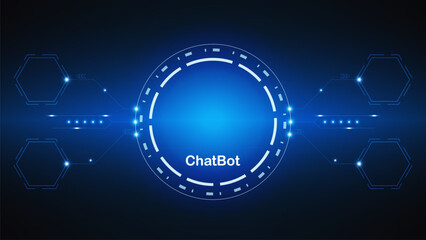 Obraz premium chatbot Ai artificial intelligence technology hitech concept. chatbot application smart bot, open Ai, line, technology Abstract, vector. design for chatting, web banner, background, transformation.