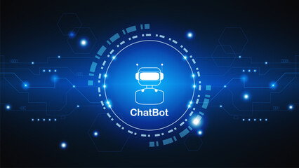 Obraz premium chatbot Ai artificial intelligence technology hitech concept. chatbot application smart bot, open Ai, line, technology Abstract, vector. design for chatting, web banner, background, transformation.
