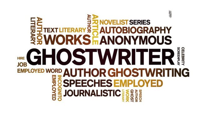 Ghostwriter animated tag word cloud;text design animation kinetic typography seamless loop.