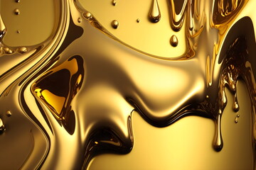 melted gold liquid dripping background created with generative ai