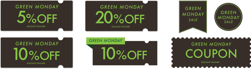 グリーンマンデーセールに使えるクーポンベクターセット