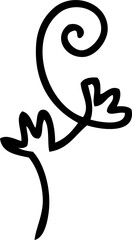 One continuous line flower doodle illustration for decor and design.