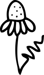 One continuous line chamomile flower doodle illustration for decor and design.