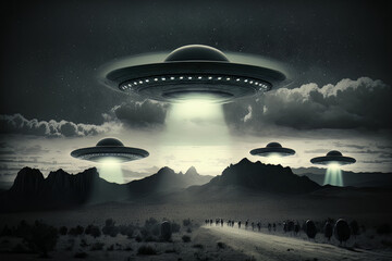 UFO's illustrate science fiction stories, conspiracy theories, or discussions about the existence of intelligent life in the universe. Generative AI