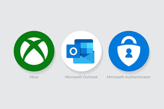 Microsoft Outlook, Authenticator and Xbox Icons