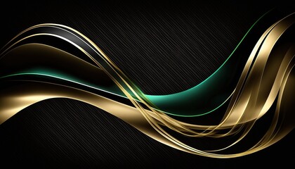 Naklejka premium Luxury abstract golden waves on black background.