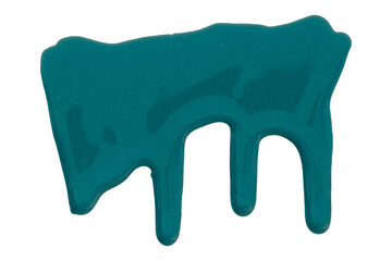 Green, bluish-green with pigments flowing down, isolated on transparent background, close-up.