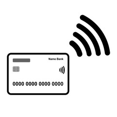 Credit Card, Contactless NFC payment line icon, illustration vector