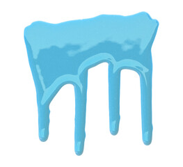 Light blue color with pigment flowing down. Isolated on transparent background.