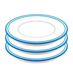 重なるお皿 白 青いライン
