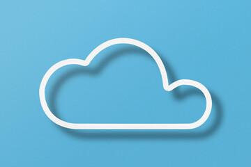 White paper cut out speech bubble shapes set on light blue paper background.