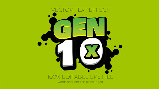 gen 10 text effect style, EPS editable text effect