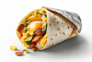 breakfast burrito, isolated on white, generative ai