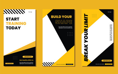 Fitness gym social media post banner template for fitness studio promotion