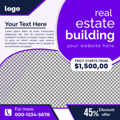 Real estate social media post bundle design, Modern Real Estate social media post Template, Real estate social media post web banner template design