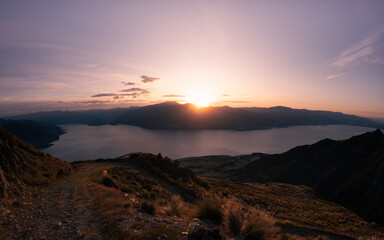 sunset over the mountains