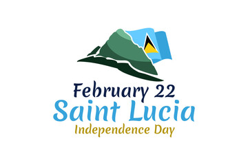 February 22, Independence Day of Saint Lucia vector illustration. Suitable for greeting card, poster and banner