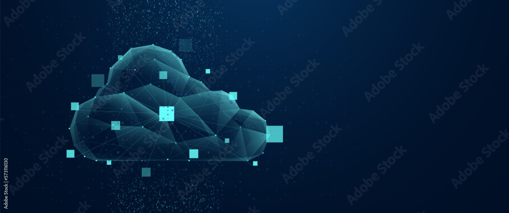 Poster low polygonal wireframe style cloud data computing technology. cloud network connection. vector illu