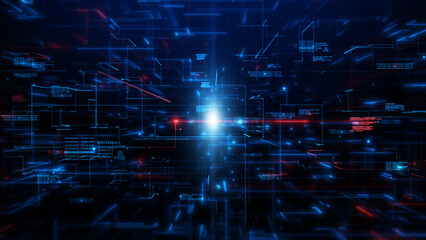 Technology Digital Data Abstract Background, Digital Cyberspace with Particles and Digital Data Network Connections, Data Analysis and Access to Digital Data, 3D Rendering