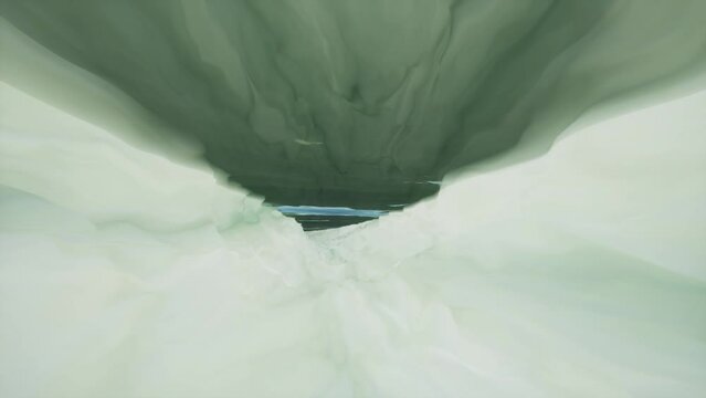 Underwater river iceberg ice cave