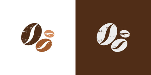 Abstract Coffee Beans on White Background. Grunge style. Vector illustration.