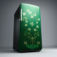 Unique and Beautiful Refrigerator Decorated for Saint Patrick's Day Celebration in a Festive and Creative Way (generative AI)