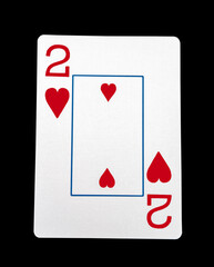 Two of hearts card with clipping path
