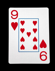 Nine of hearts card with clipping path