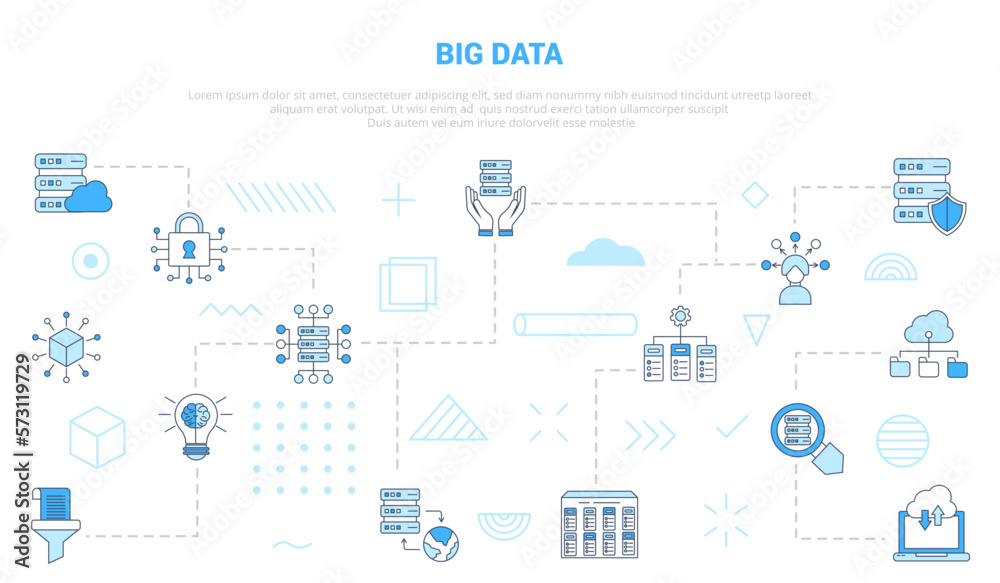 Wall mural big data concept with icon set template banner with modern blue color style