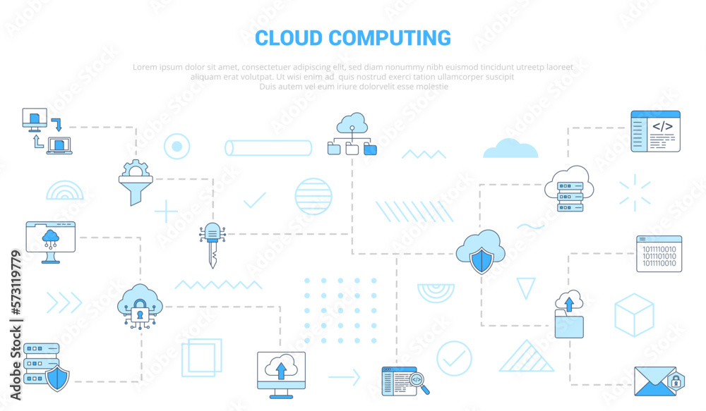 Wall mural cloud computing concept with icon set template banner with modern blue color style