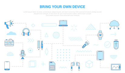byod bring your own devices concept with icon set template banner with modern blue color style
