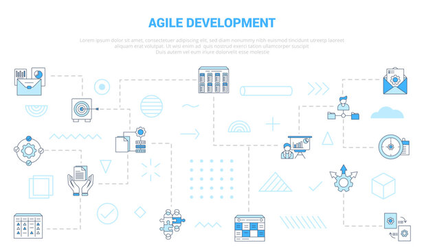 agile development concept with icon set template banner with modern blue color style