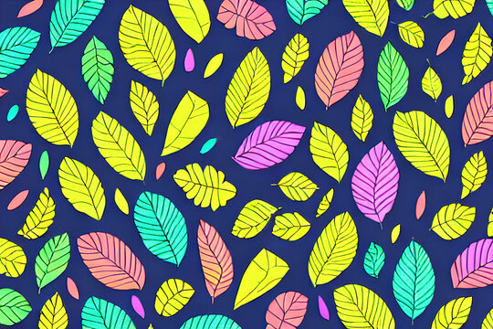 flower and leaf repetitive pattern background colorful pen line drawing © Asif