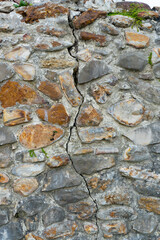Cracked handmade stone wall