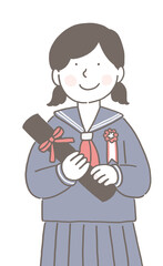 卒業証書と女子生徒