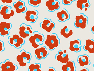 Contemporary Floral Set repeat for seamless textile pattern for rotary print