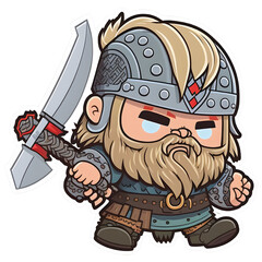 Obraz premium cartoon viking with sword