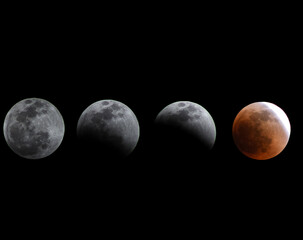 Fases de la luna durante un eclipse - obrazy, fototapety, plakaty