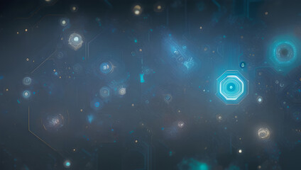 Fototapeta premium Abstract Circuit Board Glowing Lights Digital Lines Blue Traces Sci-Fi Technology Background Wallpaper Generative AI illustration