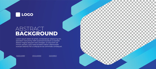 Abstract blue horizontal banner, modern business background template with copy space 