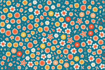 floral ornament pattern in colorful flat design for gift wrapping, vector stock