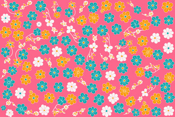 Fototapeta na wymiar floral ornament pattern in colorful flat design for gift wrapping, vector stock