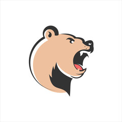 Cartoon Brown Bear Head Roar Animal Illustration