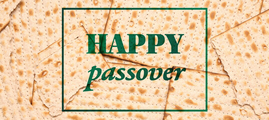 Greeting card for Passover with many Jewish flatbread matza
