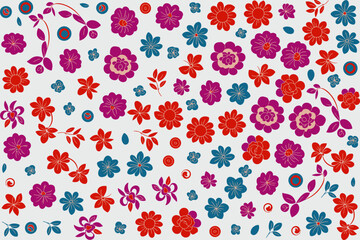 Fototapeta na wymiar floral ornament pattern in colorful flat design for gift wrapping, vector stock