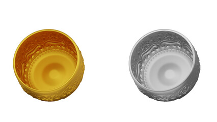 element of gold and silver bowl thai culture from image traced 3d. songkran festival thailand travel.