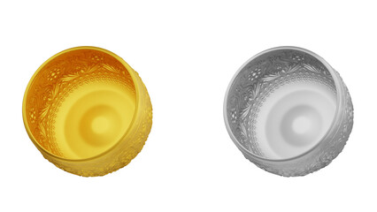 element of gold and silver bowl thai culture from image traced 3d. songkran festival thailand travel.